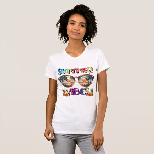 Tshirt Vibes d'été coloré rétro (Devant entier)