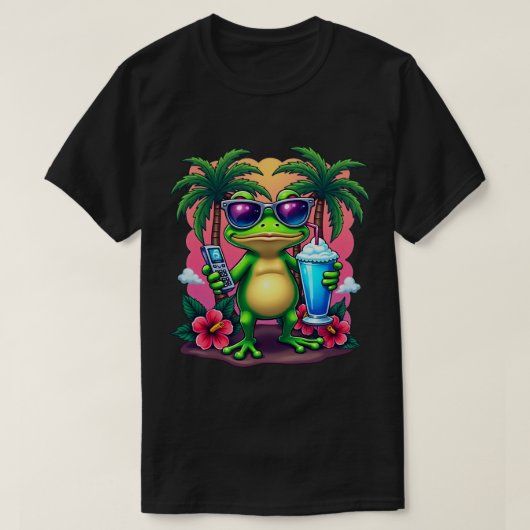 Tshirt Y2K Grumpy Frog Vaporwave Rétro (Design devant)