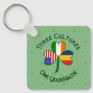 Tsjadische Ierse Amerikaanse Vlaggen Shamrock Uw N Sleutelhanger