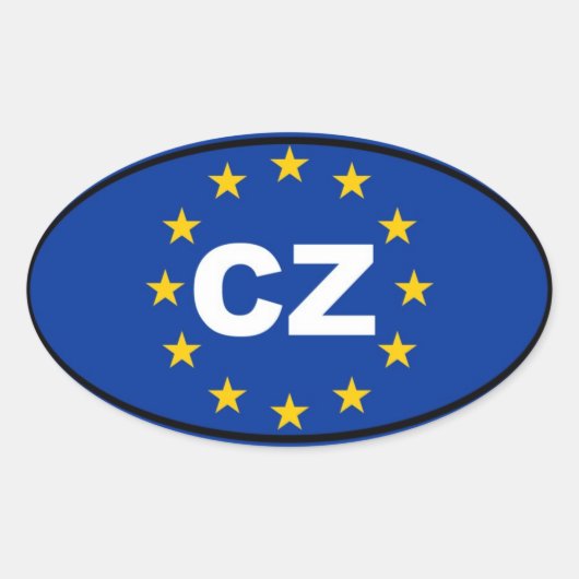 tsjechië-cz-europese unie ovale sticker (Voorkant)