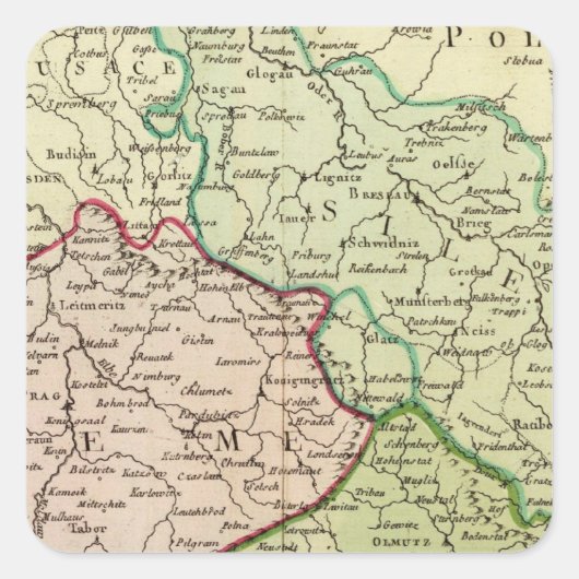 Tsjechië en Polen Vierkante Sticker (Voorkant)