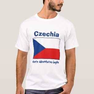 Tsjechië Vlag + Kaart + Tekst T-shirt