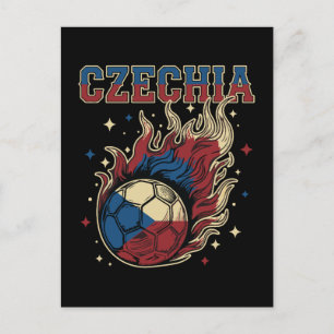 Tsjechië Voetbal Vlammende Bal Retro Voetbal Fan A Briefkaart