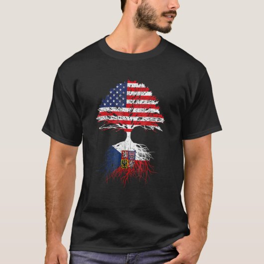 Tsjechisch Amerikaanse Roots   Tsjechië Vlag van d T-shirt (Voorkant)