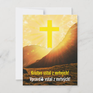 Tsjechisch "Christus is gerezen" Religieus Pasen Feestdagenkaart