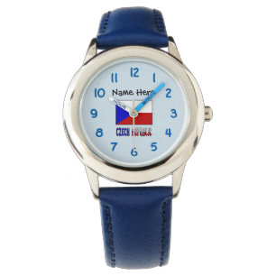 Tsjechisch en Tsjechische vlag met uw naam Horloge