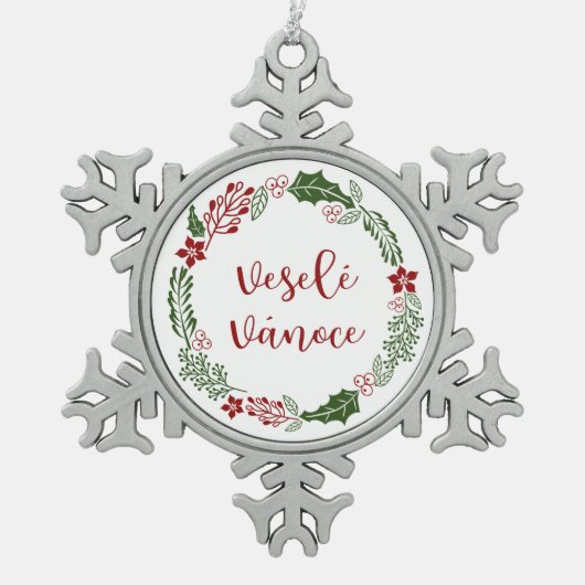 Tsjechisch kerstfeest, Veselé vánoce Tin Sneeuwvlok Ornament (Voorkant)