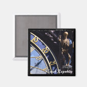 Tsjechisch, Praag, Clock + Skelet (Magnet) Magneet (Voorkant / Achterkant)
