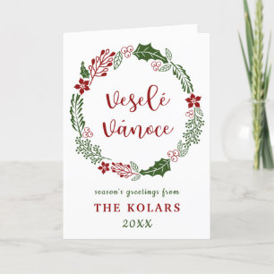 Tsjechisch Vrolijk Kerstfeest, Veselé vánoce, Aang Feestdagen Kaart