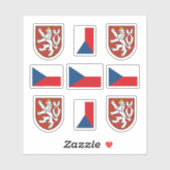 Tsjechisch wapen en vlaggen sticker (Vel)