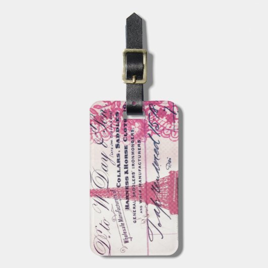 tsjechische franse schrijvers laten roze parijs ei bagagelabel (Voorkant verticaal)