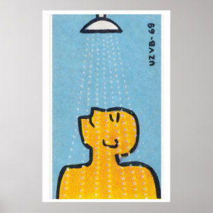 Tsjechische luciferdoosje-kunstprint, man onder do poster
