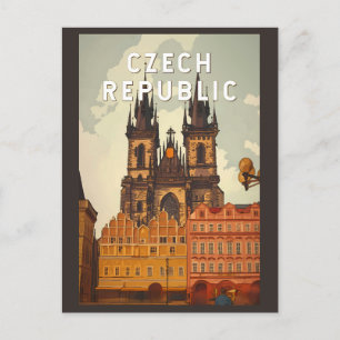 Tsjechische Republiek Illustratie Reis Kunst Vinta Briefkaart
