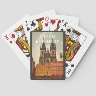 Tsjechische Republiek Illustratie Reis Kunst Vinta Pokerkaarten