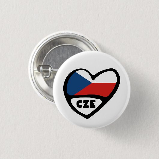 Tsjechische Republiek Landcode Vlag Hart Pin Badge Ronde Button 3,2 Cm (Voorkant /achterkant)