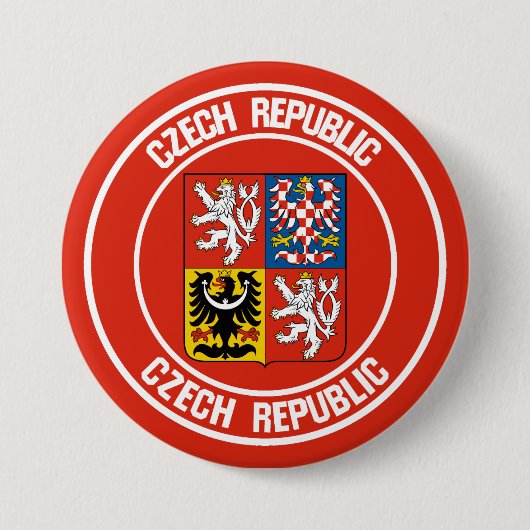 Tsjechische Republiek Ronde Emblem Button 7,6 Cm (Voorkant)