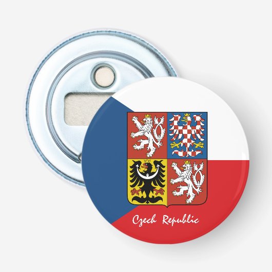 Tsjechische vlag en Tsjechische Republiek/sport Ts Button Flesopener (Voorkant)
