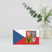Tsjechische vlag & Groot wapen, Tsjechië Visitekaartje (Staand voorkant)
