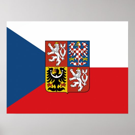 Tsjechische vlag met wapenschild poster (Voorkant)
