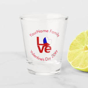 Tsjechische Vlag Rood LIEFDE Gepersonaliseerde Tek Shot Glas