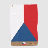 Tsjechische vlag & Tsjechische Republiek, monocent Golfhanddoek (Voorkant)
