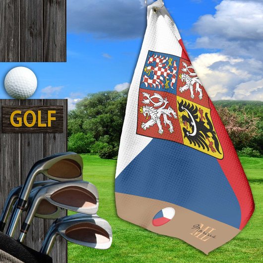 Tsjechische vlag & Tsjechische Republiek, monocent Golfhanddoek