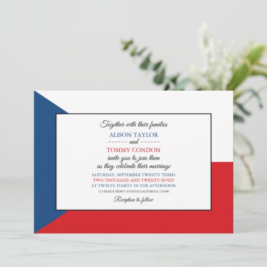 Tsjechische vlag, vlag van Tsjechië Huwelijk Kaart (Staand voorkant)