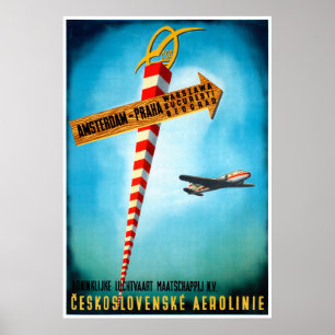 Tsjechoslowakije Vintage Travel Poster teruggezet