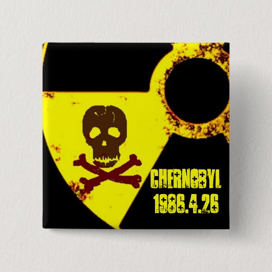 Tsjernobyl gedenkteken tegen kernenergie vierkante button 5,1 cm (Voorkant)