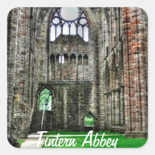 Tstage Abbey, klooster van Cistercian, Wales Vierkante Sticker