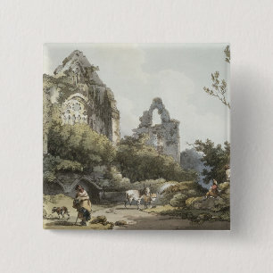 Tstage Abbey uit 'The Romantic and Picturesque' Vierkante Button 5,1 Cm