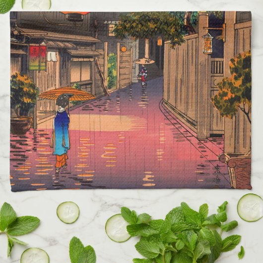 Tsuchiya Koitsu - Avond in Ushigome Theedoek (Gevouwen)