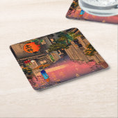 Tsuchiya Koitsu - Avond in Ushigome Vierkante Kartonnen Onderzetter (Schuin)