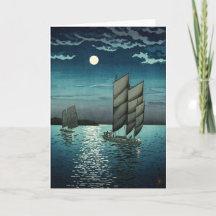 Tsuchiya Koitsu - Boten bij Shinagawa, Nacht Kaart