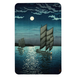 Tsuchiya Koitsu - Boten bij Shinagawa, Nacht Magneet