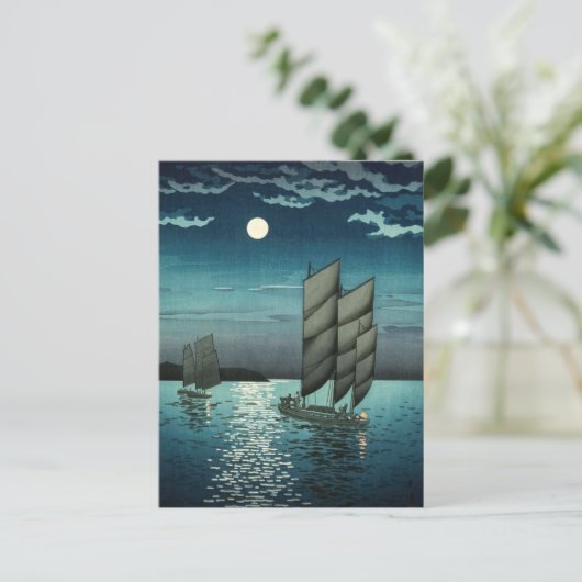 Tsuchiya Koitsu - Botens bij Shinagawa, 's nachts Briefkaart (Staand voorkant)