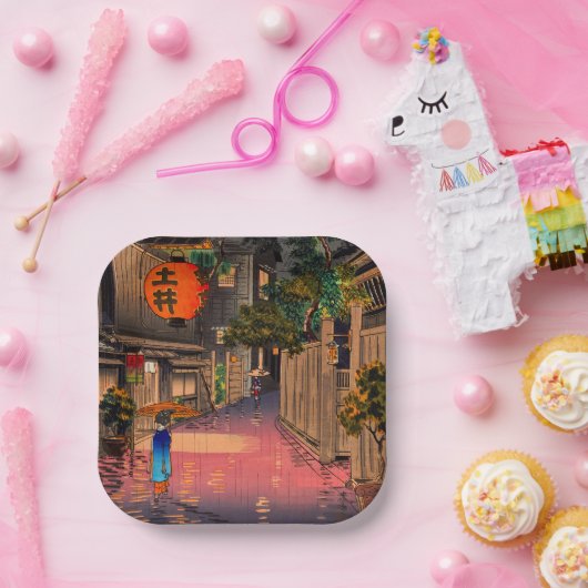 Tsuchiya Koitsu - Evening in Ushigome Papieren Bordje (Feest)