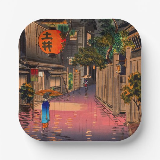 Tsuchiya Koitsu - Evening in Ushigome Papieren Bordje (Voorkant)