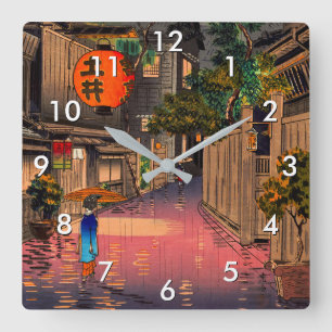 Tsuchiya Koitsu - Evening in Ushigome Vierkante Klok