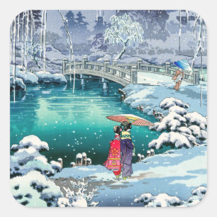 Tsuchiya Koitsu - Lente sneeuw bij Maruyama Vierkante Sticker