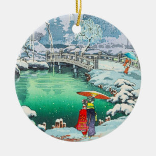 Tsuchiya Koitsu schetsen van beroemde plaatsen in Keramisch Ornament