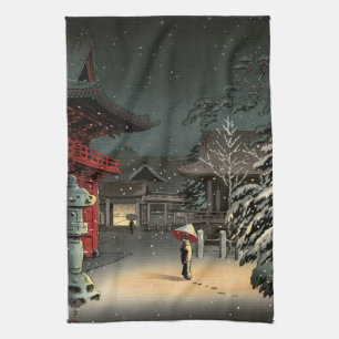 Tsuchiya Koitsu - Sneeuw bij Nezu-schrijn Theedoek