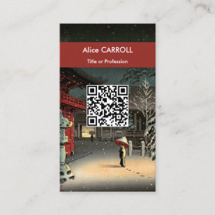 Tsuchiya Koitsu - Sneeuw bij Nezu Shrine - QR Code Visitekaartje