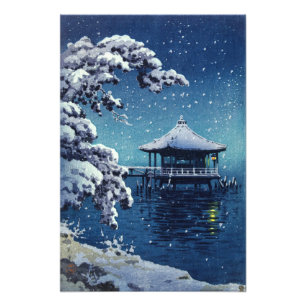 Tsuchiya Koitsu - Sneeuw op de Ukimido bij Katada Foto Afdruk