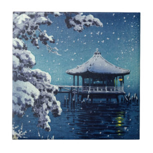 Tsuchiya Koitsu - Sneeuw op de Ukimido bij Katada Tegeltje