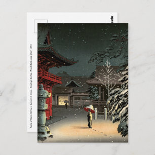 Tsuchiya Koitsu - Sneeuw op Nezu Shrine Briefkaart