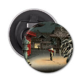 Tsuchiya Koitsu - Sneeuw op Nezu Shrine Button Flesopener (Voorkant)