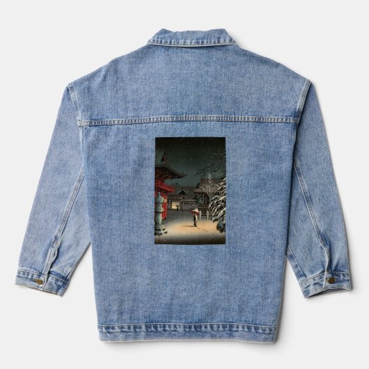 Tsuchiya Koitsu - Sneeuw op Nezu Shrine Denim Jacket (Achterkant)