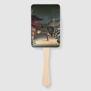 Tsuchiya Koitsu - Sneeuw op Nezu Shrine Handwaaier