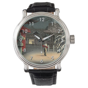 Tsuchiya Koitsu - Sneeuw op Nezu Shrine Horloge